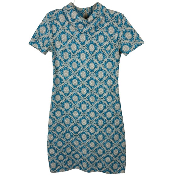 Dresses & Skirts - Vintage 1960s Geometric Patterned Short Sleeve Fitted Mini Dress S 4/6